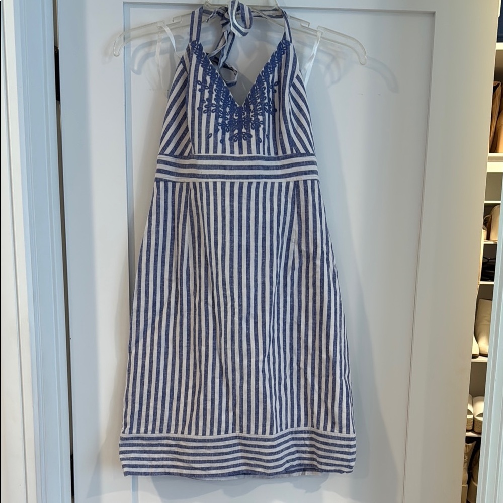 Vineyard Vines Blue and White Embellished A-line Sundress
